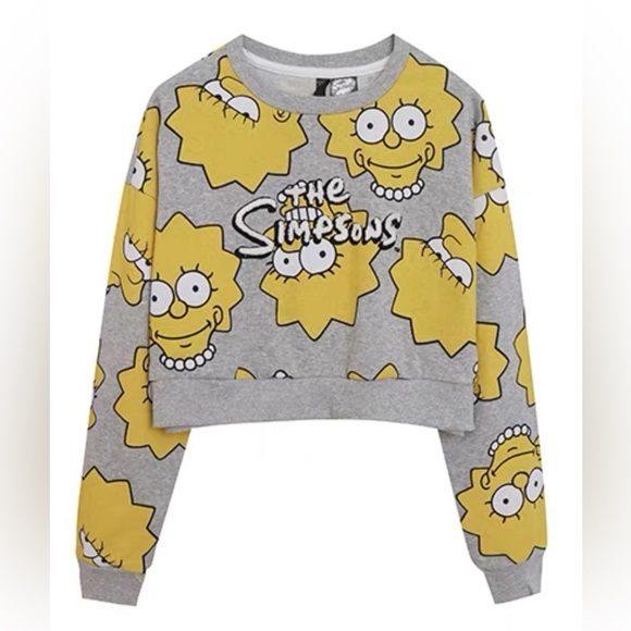 the Simpsons Tops - The Simpsons Lisa Cropped sweatshirt SZ Medium